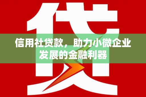玉门信用社贷款，助力小微企业发展的金融利器
